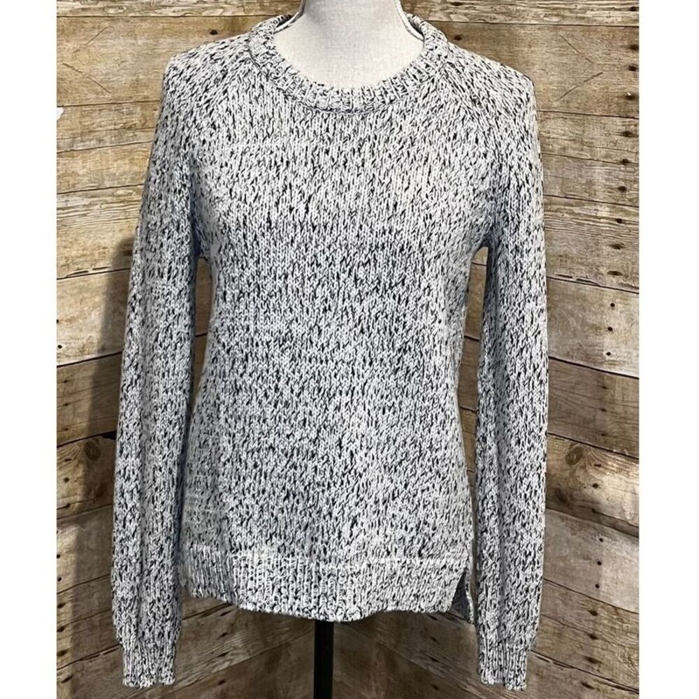 THEORY WOOL BLEND RIBBED CREWNECK DROP SHOULDER CASUAL SWEATER SIZE SMALL